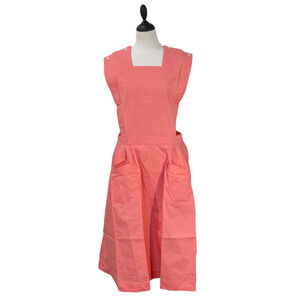 Dilly Uniform Pinafore Size 46 US XL Salmon Pink Dress Overlay Retro Made in USA